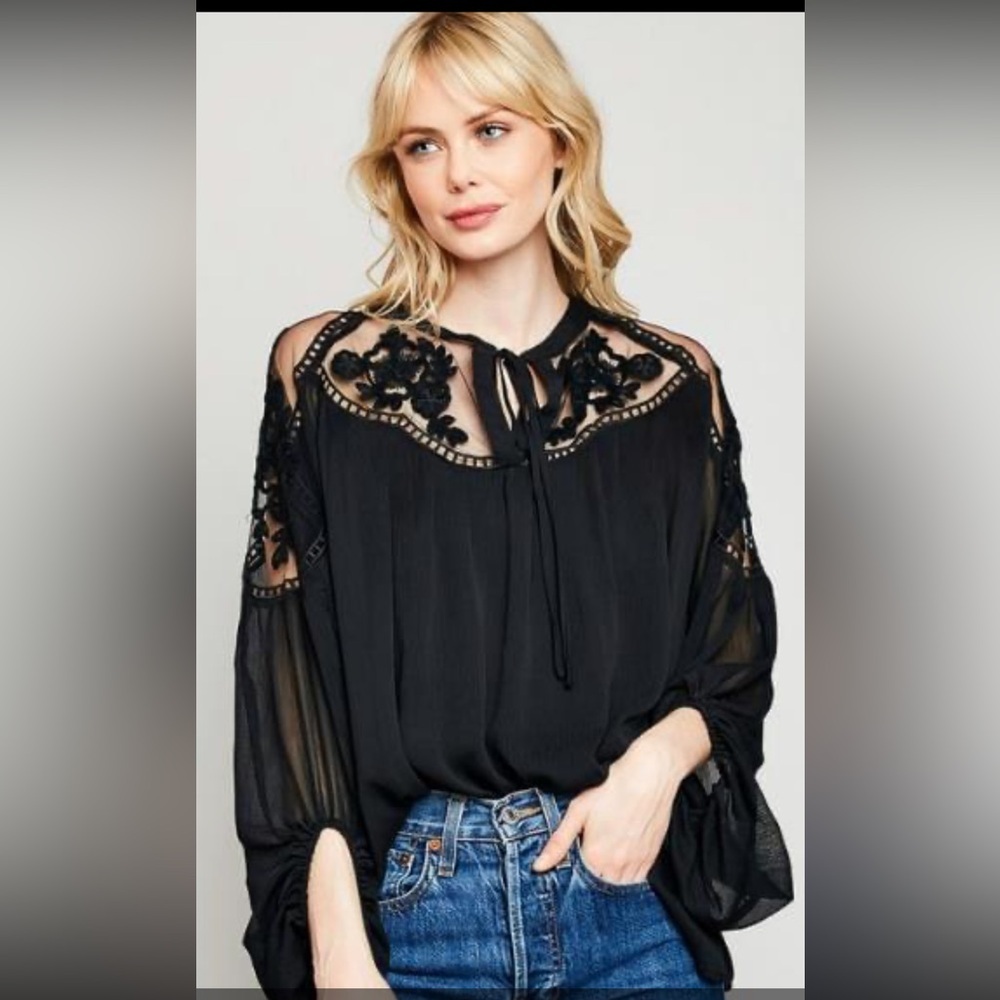 Hayden Delicate Oversized Semi Sheer Lace Top